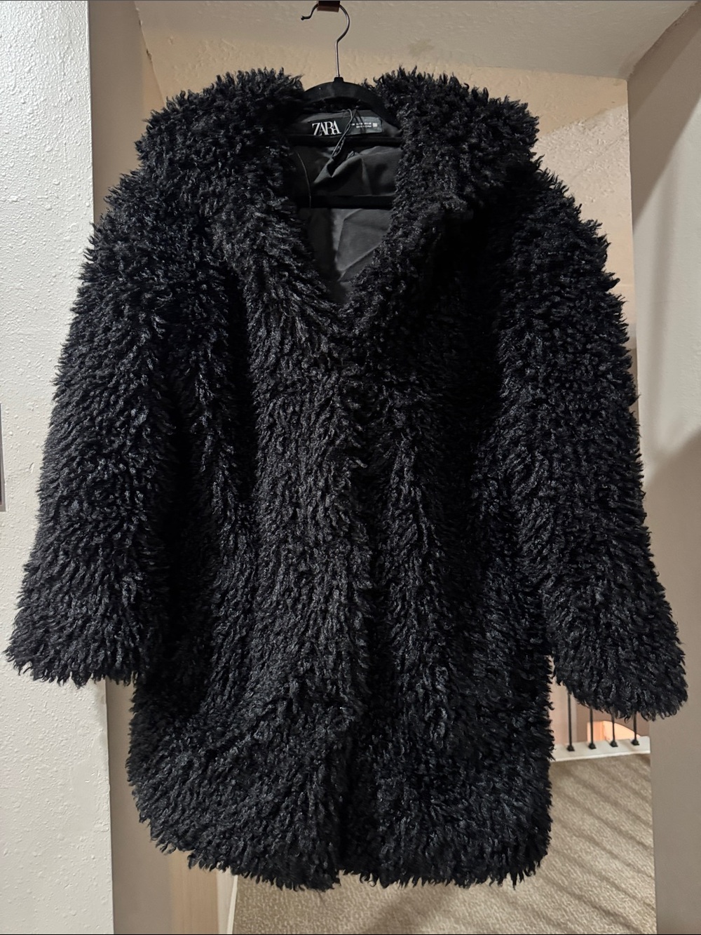ZARA Black Faux Fur Coat